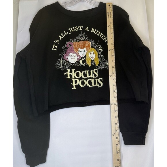 Disney Hocus Pocus XL Cropped Sweatshirt Black Sanderson Sisters Graphic - Picture 4 of 6